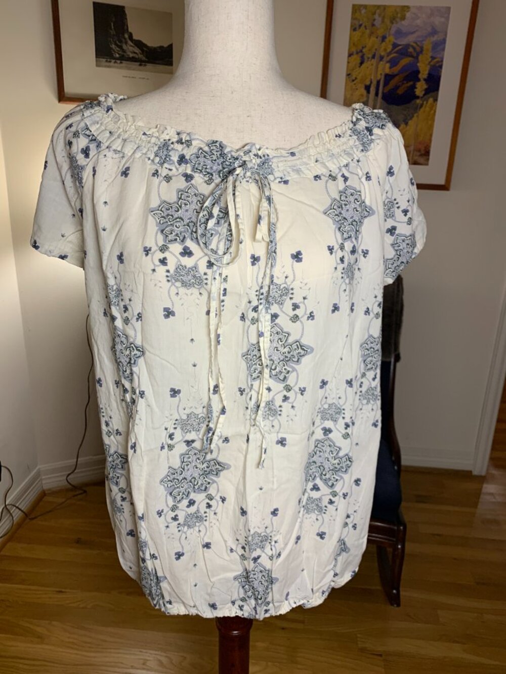 Patagonia Organic Cotton Peasant Top Medium Floral Boho Blouse